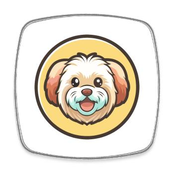 Malteser Hund Rasse Cartoon Figur Kawaii Clipart - Viereckiger Kühlschrankmagnet - Weiß - Vorne