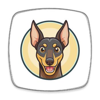 Manchester Terrier Dog Breed Cartoon Kawaii - Square fridge magnet - white - Front