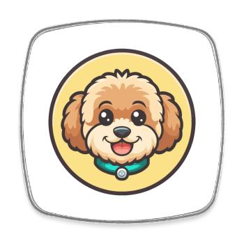 Maltipoo Hunderasse Bunte Karikatur Kawaii Clipart - Viereckiger Kühlschrankmagnet - Weiß - Vorne