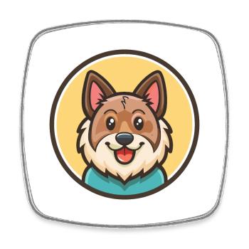 Hmong Bobtail Chien Race Dessin animé Kawaii Clipart Animal de compagnie - Magnet carré - blanc - Devant