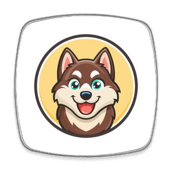 Husky Dog Breed Cartoon Kawaii Clipart Animal Pet - Square fridge magnet - white - Front
