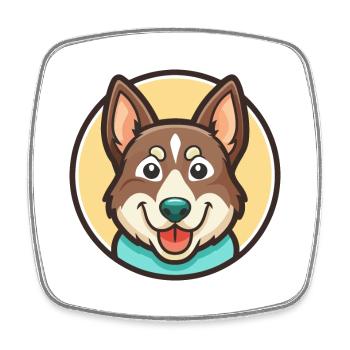 Lundehund Chien Race Dessin animé Kawaii Clipart Animal - Magnet carré - blanc - Devant