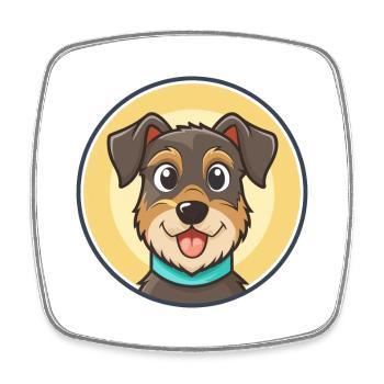 Jagdterrier Dog Breed Funny Cartoon Kawaii Clipart - Square fridge magnet - white - Front