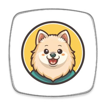 Spitz japonais chien race dessin animé Kawaii Clipart - Magnet carré - blanc - Devant