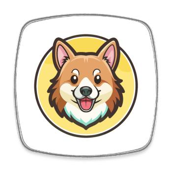Chien de berger islandais Race de chien Dessin animé Kawaii - Magnet carré - blanc - Devant