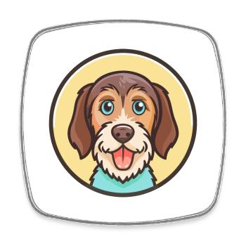 Chien courant à poil dur d’Istrie Race Dessin animé Kawaii - Magnet carré - blanc - Devant