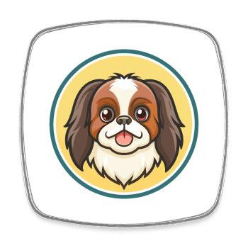 Japanese Chin Dog Breed Cartoon Kawaii Clipart Pet - Square fridge magnet - white - Front