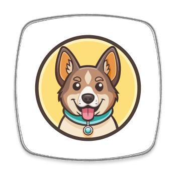 Hygenhund Chien Race Dessin animé Kawaii Clipart Animal - Magnet carré - blanc - Devant