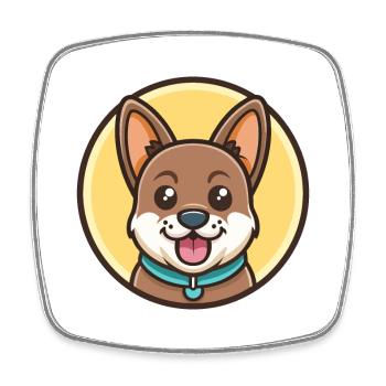 Kyi Leo Hunderasse Cartoon Figur Kawaii Clipart - Viereckiger Kühlschrankmagnet - Weiß - Vorne