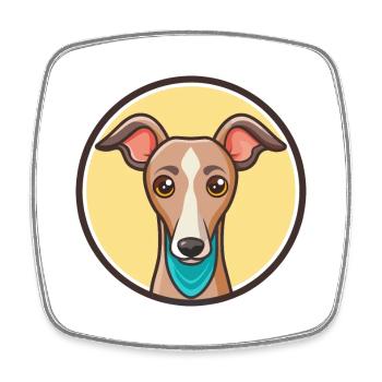Italian Greyhound Dog Breed Cartoon Kawaii Clipart - Square fridge magnet - white - Front