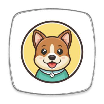Terrier japonais chien race dessin animé Kawaii Clipart - Magnet carré - blanc - Devant