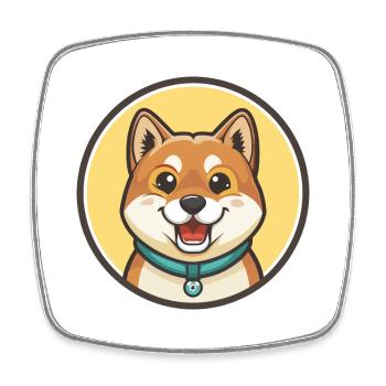 Kishu Ken Hunderasse Cartoon Kawaii Clipart Tier - Viereckiger Kühlschrankmagnet - Weiß - Vorne