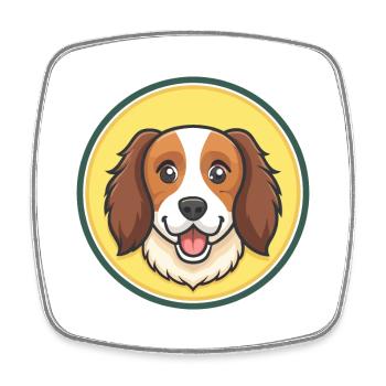 Kooikerhondje Chien Race Dessin animé Kawaii Clipart Animal de compagnie - Magnet carré - blanc - Devant