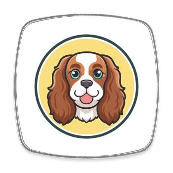 King Charles Spaniel Chien Race Dessin Animé Kawaii Pet - Magnet carré - blanc - Devant