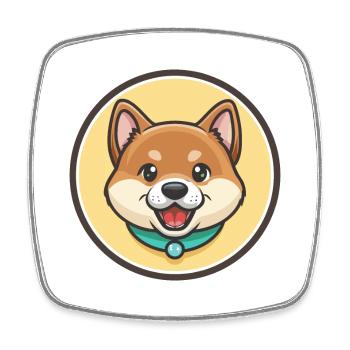 Jindo Dog Breed Cartoon Kawaii Clipart Animal Pet - Square fridge magnet - white - Front