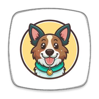 Koolie chien race dessin animé Kawaii Clipart Animal Animal de compagnie - Magnet carré - blanc - Devant