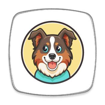 Miniature American Shepherd Dog Breed Cartoon Pet - Square fridge magnet - white - Front
