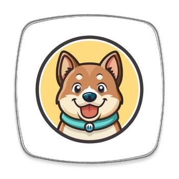 Kai Ken Dog Breed Cartoon Character Kawaii Clipart - Square fridge magnet - white - Front