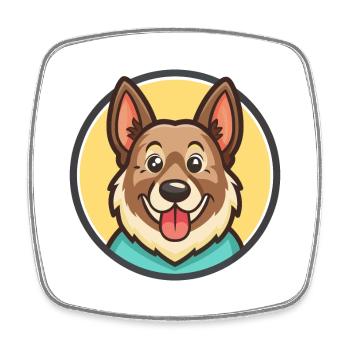 Karakachan Chien Race Dessin animé Kawaii Clipart Animal - Magnet carré - blanc - Devant