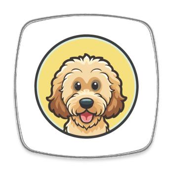 Labradoodle Dog Breed Funny Cartoon Kawaii Clipart - Square fridge magnet - white - Front