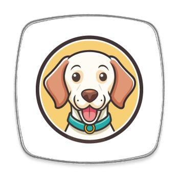 König Weißer Hund Rasse Cartoon Kawaii Clipart - Viereckiger Kühlschrankmagnet - Weiß - Vorne