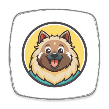 Keeshond Dog Breed Colorful Cartoon Kawaii Clipart - Square fridge magnet - white - Front