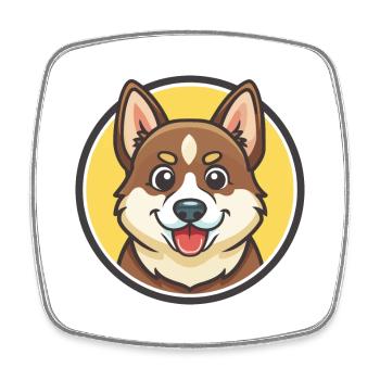 Karelo Finlandais Laïka Chien Race Dessin Animé Kawaii Pet - Magnet carré - blanc - Devant