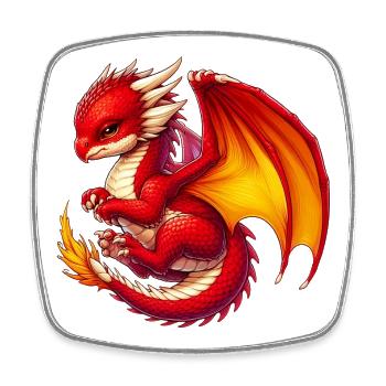 Drache - Viereckiger Kühlschrankmagnet - Weiß - Vorne