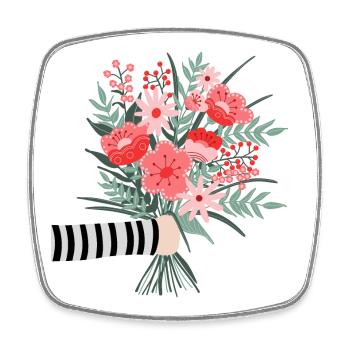 Just say thank you - a dear flower greeting - Square fridge magnet - white - Front