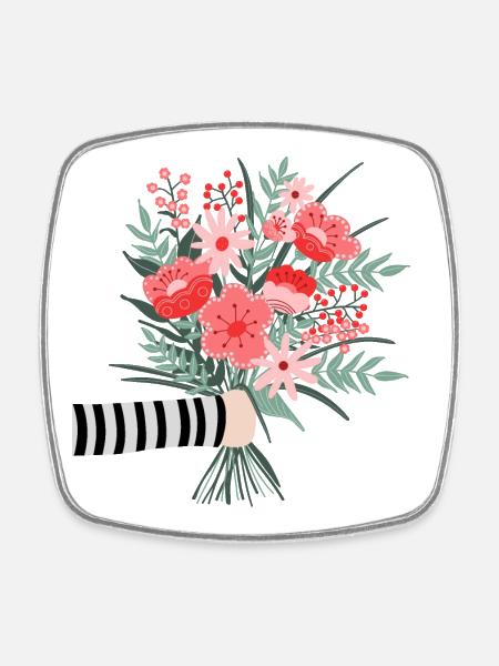 Dites simplement merci - une chère salutation aux fleurs - Magnet carré - blanc