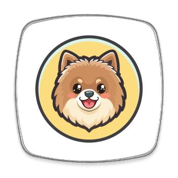 Pommersche Hunderasse Cartoon Kawaii Clipart Tier - Viereckiger Kühlschrankmagnet - Weiß - Vorne