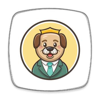 Chien de garde portugais race chien drôle dessin animé Kawaii - Magnet carré - blanc - Devant