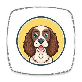 Pont Audemer Spaniel Dog Breed Cartoon Kawaii Pet - Square fridge magnet - white - Front