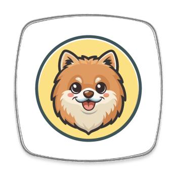 Pommersche Spitz Hunderasse Cartoon Kawaii Clipart - Viereckiger Kühlschrankmagnet - Weiß - Vorne
