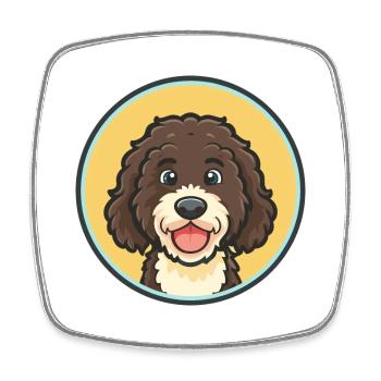 Portuguese Water Dog Breed Cartoon Kawaii Clipart - Square fridge magnet - white - Front