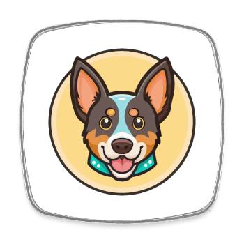 Chien de bétail portugais Race Dessin animé Kawaii Clipart - Magnet carré - blanc - Devant