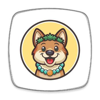 Polynesische Hunderasse Cartoon Kawaii Clipart Tier - Viereckiger Kühlschrankmagnet - Weiß - Vorne