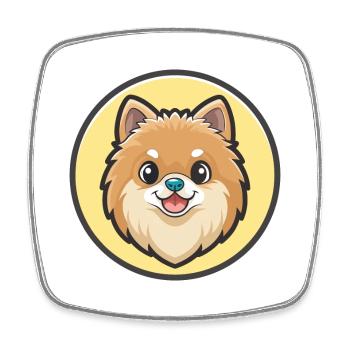 Pommersche Deutsche Spitz Hunderasse Karikatur Kawaii - Viereckiger Kühlschrankmagnet - Weiß - Vorne