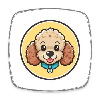 Caniche chien race dessin animé Kawaii Clipart animal de compagnie - Magnet carré - blanc - Devant
