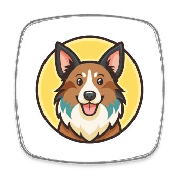 Patagonian Sheepdog Dog Breed Funny Cartoon Kawaii - Square fridge magnet - white - Front
