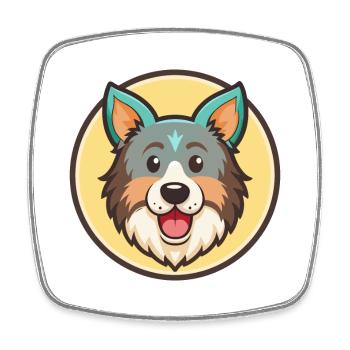 Alter Welsh Grey Schäferhund Hunderasse Karikatur Kawaii - Viereckiger Kühlschrankmagnet - Weiß - Vorne