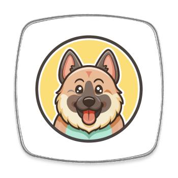 Norwegian Elkhound Dog Breed Cartoon Kawaii - Square fridge magnet - white - Front