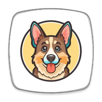 North American Shepherd Dog Breed Cartoon Kawaii - Square fridge magnet - white - Front