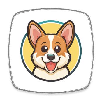 Pembroke Welsh Corgi Chien Race Dessin animé Kawaii Pet - Magnet carré - blanc - Devant