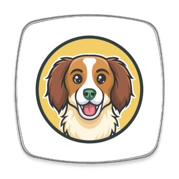 Nederlandse Kooikerhondje Race de chien Dessin animé Kawaii - Magnet carré - blanc - Devant