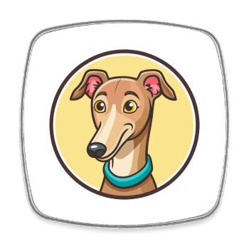 Vieux lévrier croate race de chien dessin animé Kawaii - Magnet carré - blanc - Devant