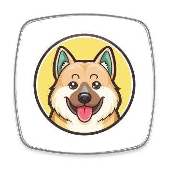 Norvégien Buhund Chien Race Dessin animé Kawaii Clipart - Magnet carré - blanc - Devant