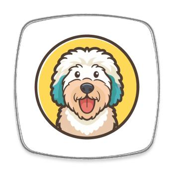 Vieux chien de berger anglais chien race dessin animé Kawaii animal de compagnie - Magnet carré - blanc - Devant