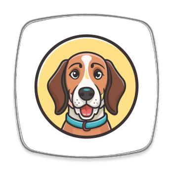 Norwegian Hound Dog Breed Cartoon Kawaii Clipart - Square fridge magnet - white - Front