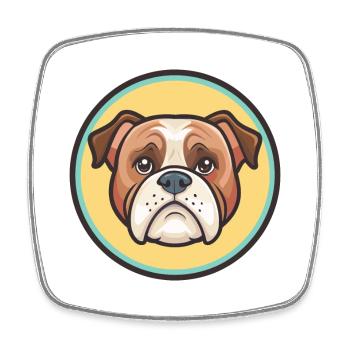 Vieux bouledogue anglais chien race drôle dessin animé Kawaii - Magnet carré - blanc - Devant